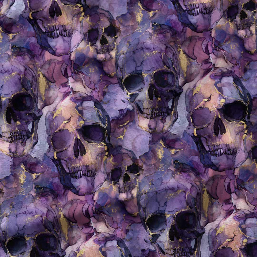 Purple Ink Skulls Fabric
