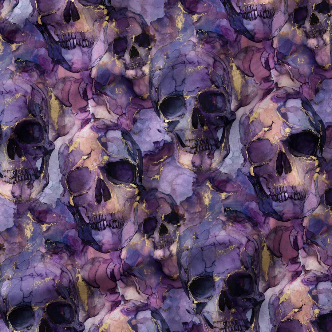 Purple Ink Skulls Fabric