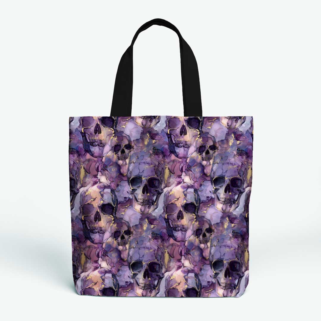 Purple Ink Skulls Fabric