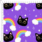 Purple Rainbow Cats Fabric