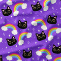 Purple Rainbow Cats Fabric