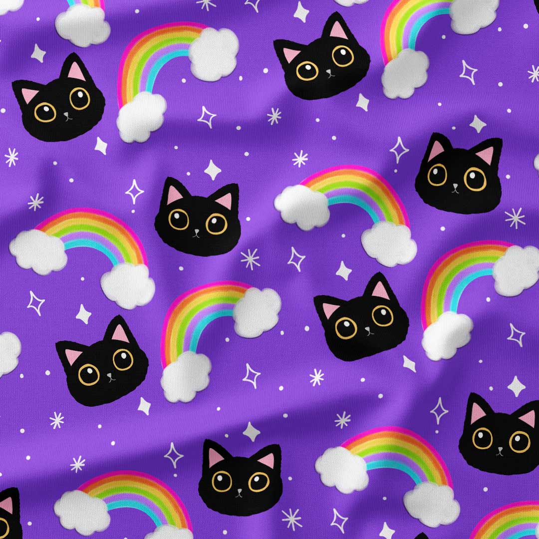 Purple Rainbow Cats Fabric