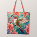 TOTE Quilted Hummingbird Green Fabric Bag Panel
