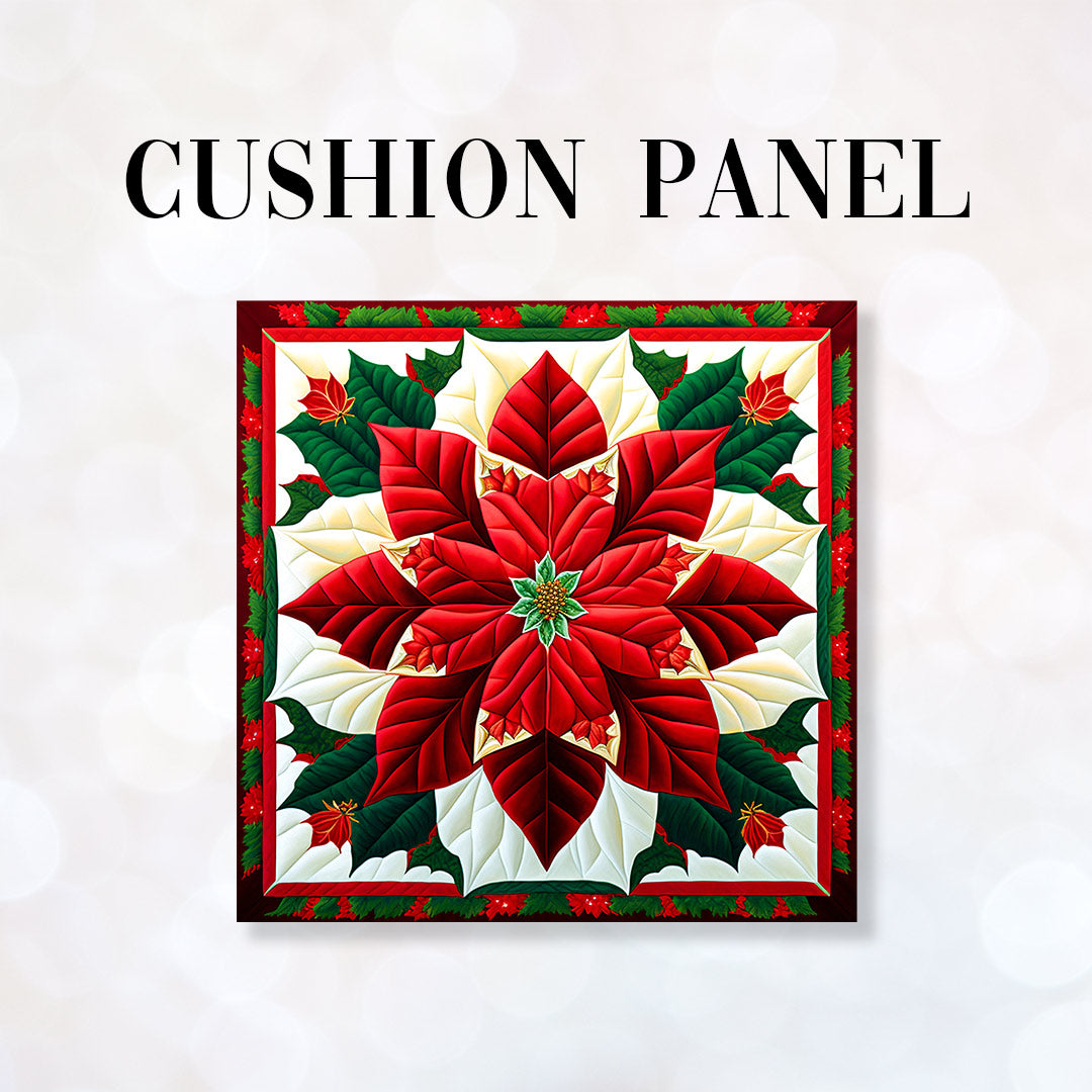 CUSHION Fabric Panel Quilted Poinsettia QP-2