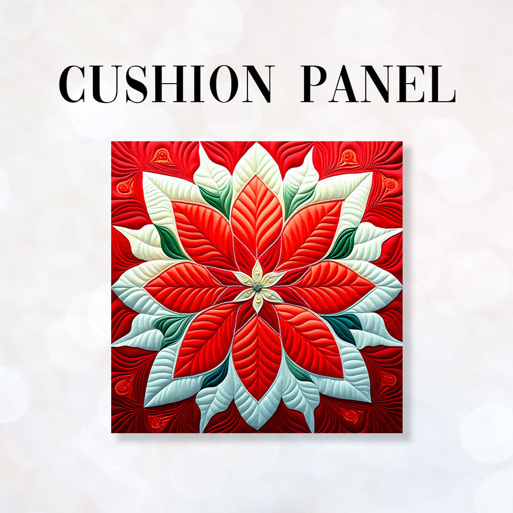 CUSHION Fabric Panel Quilted Poinsettia QP-3