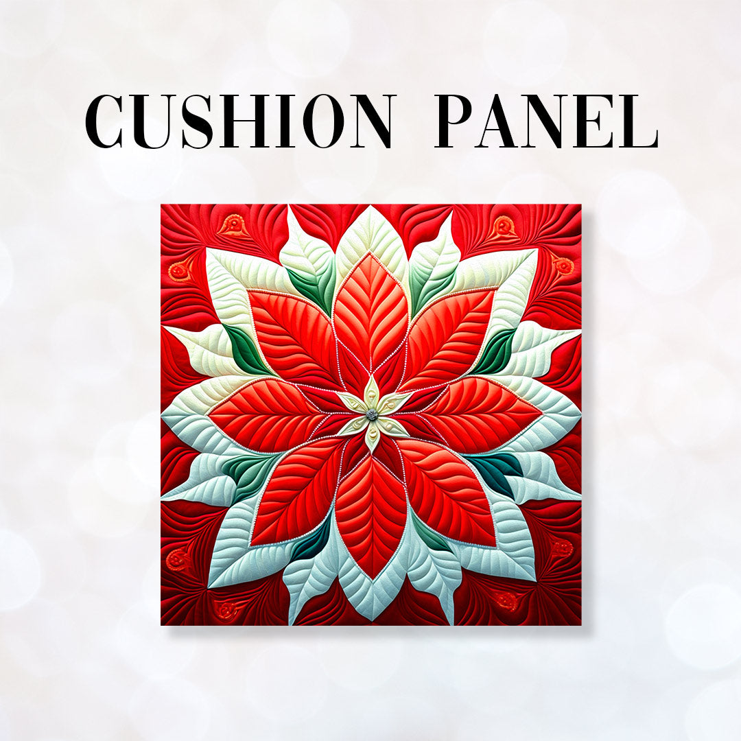 CUSHION Fabric Panel Quilted Poinsettia QP-3