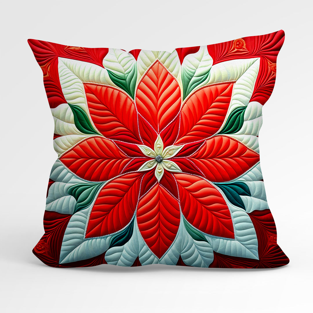 CUSHION Fabric Panel Quilted Poinsettia QP-3