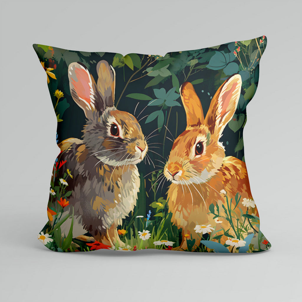 CUSHION Fabric Panel Rabbits in the Garden CP-95
