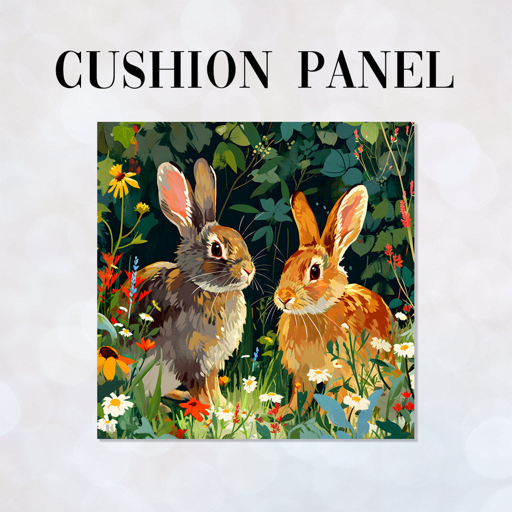 Rabbits Fabric Panel for sewing Cushions. – Custom Fabrics