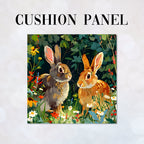 CUSHION Fabric Panel Rabbits in the Garden CP-95