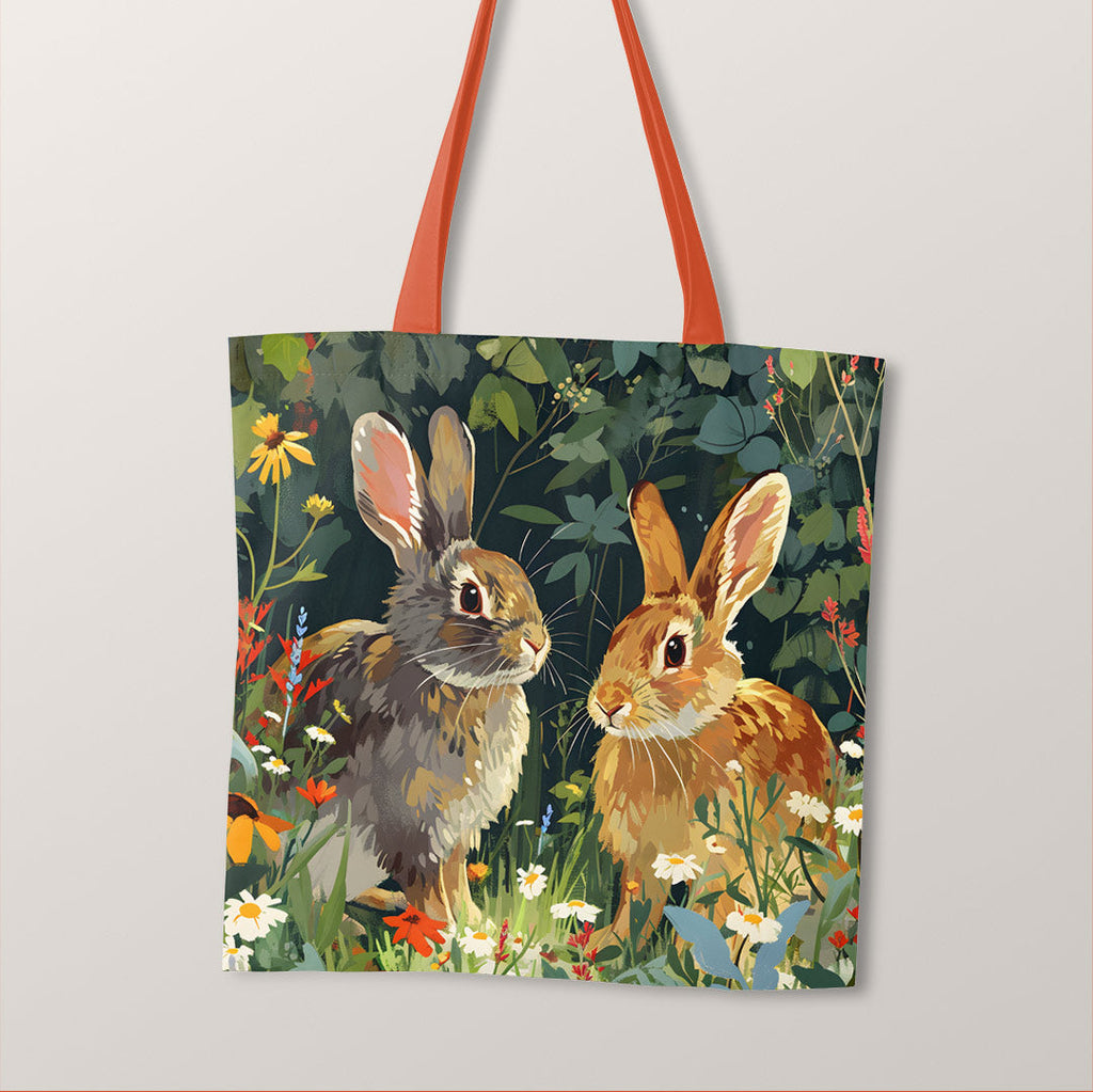 TOTE Rabbits in The Garden Fabric Bag Panel TP-147