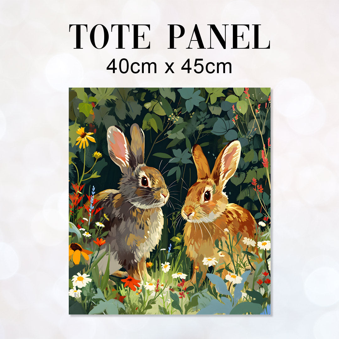 Rabbits Fabric Panel for sewing Tote Bags – Custom Fabrics UK