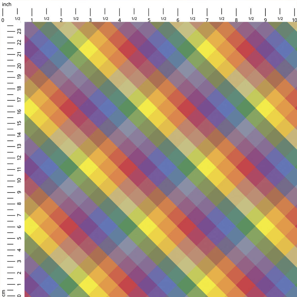 Rainbow Checks Plaid Fabric