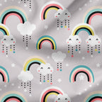 Cute Rainbow Grey Fabric