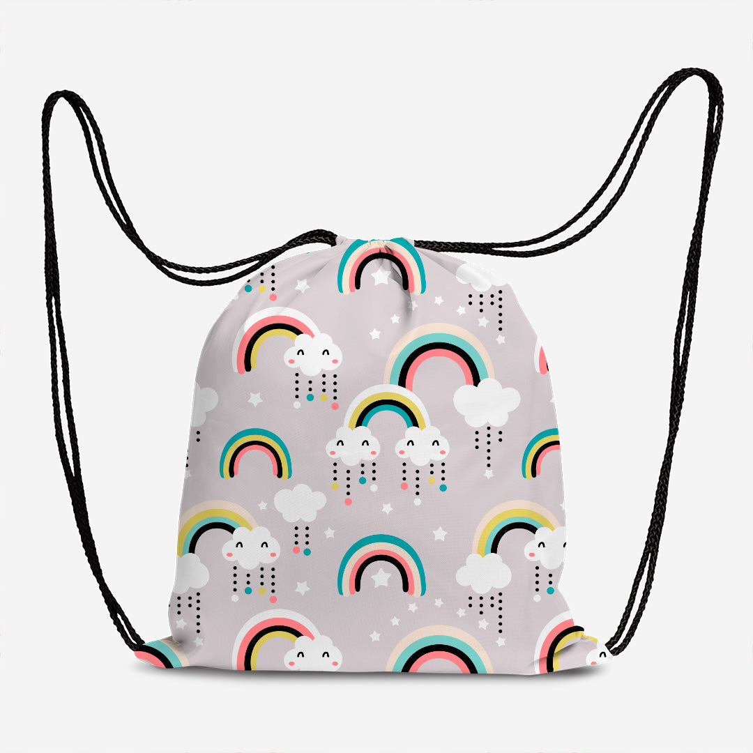 Cute Rainbow Grey Fabric