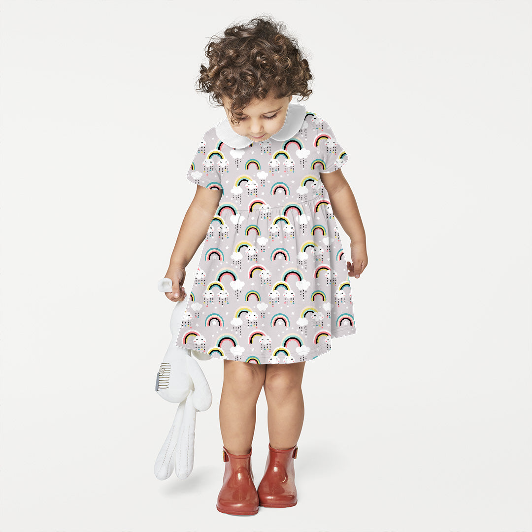 Cute Rainbow Grey Fabric