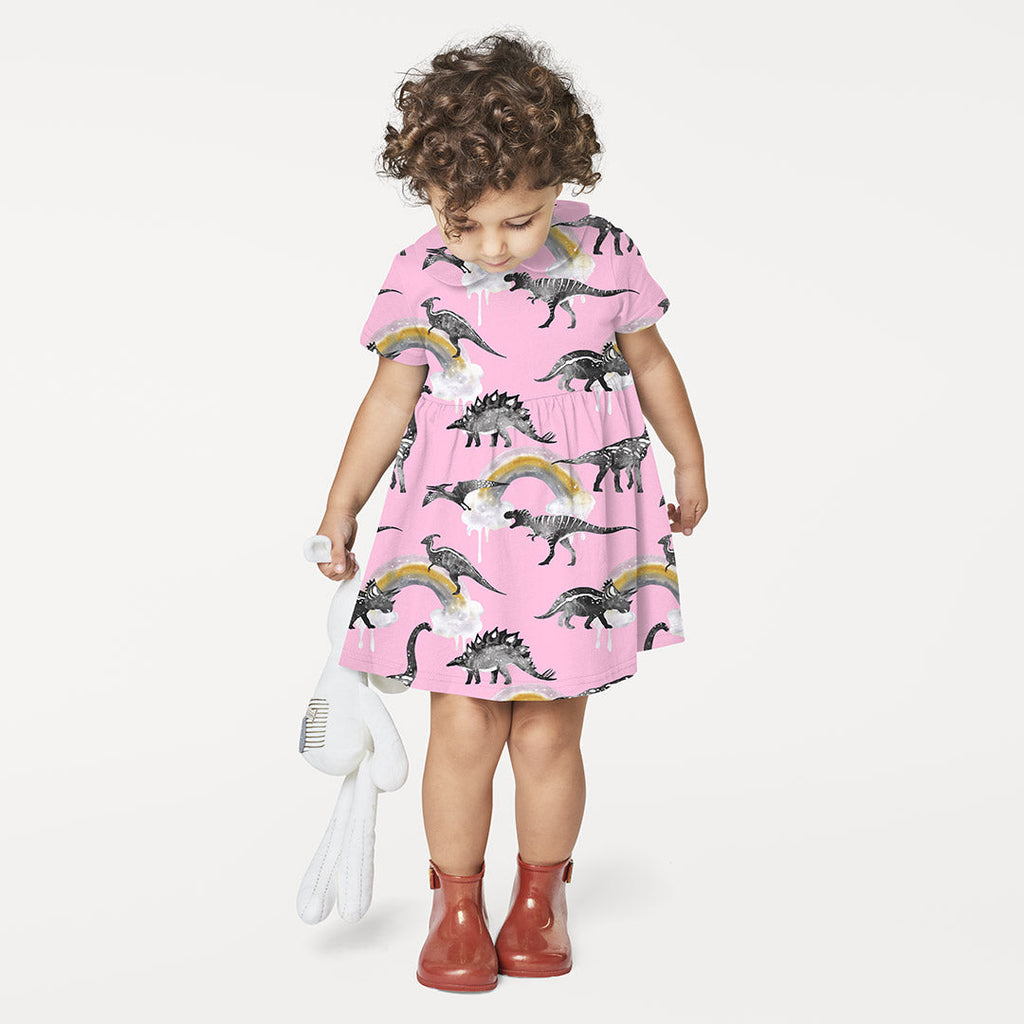 Rainbow Dinos Pink Fabric
