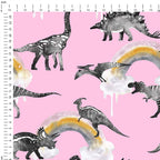 Rainbow Dinos Pink Fabric