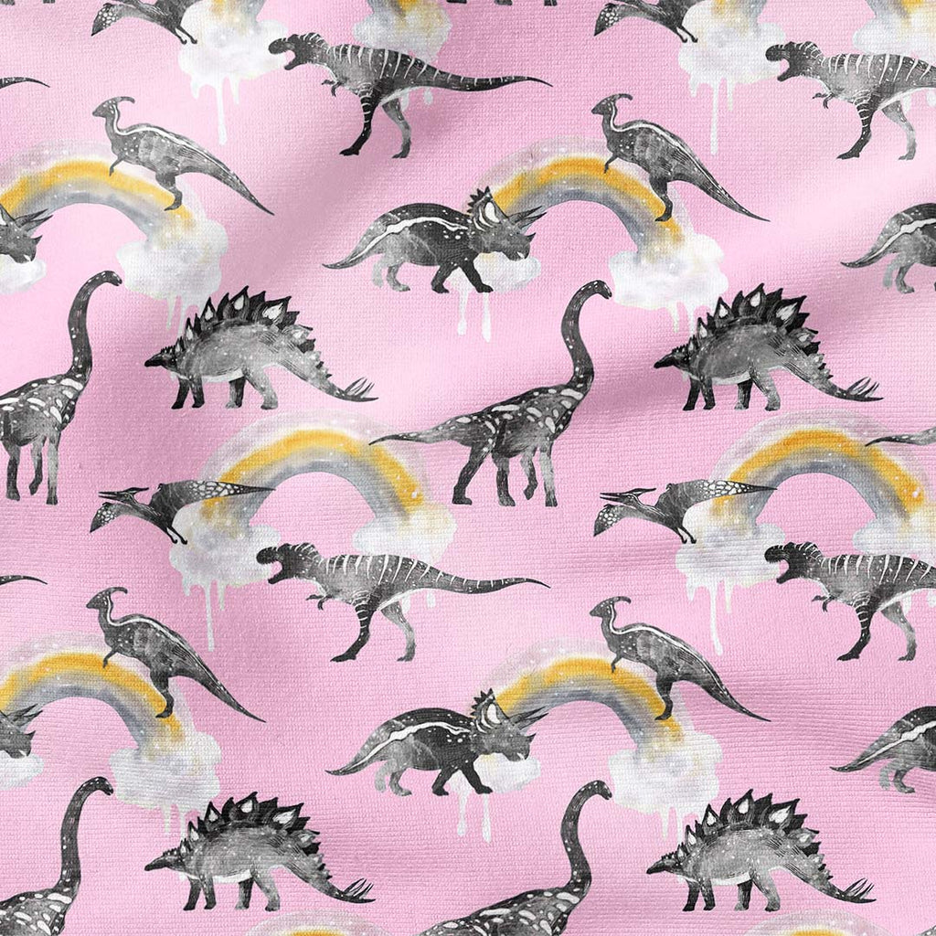 Rainbow Dinos Pink Fabric