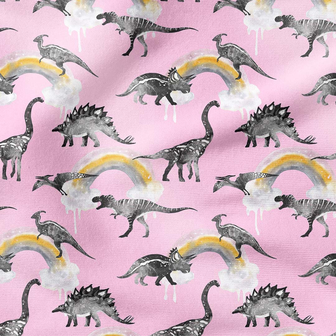Rainbow Dinos Pink Fabric