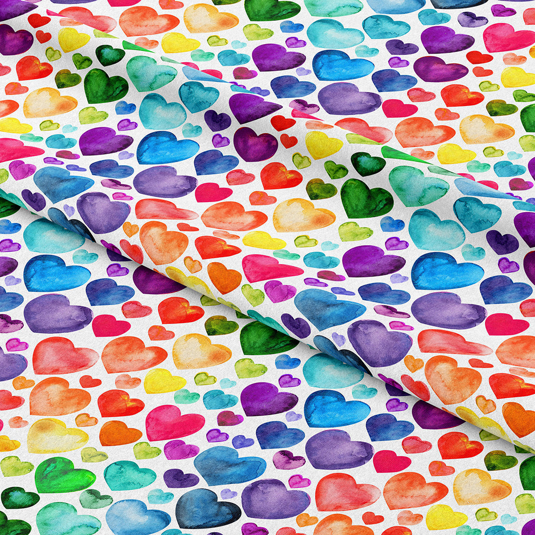 Rainbow Hearts Fabric