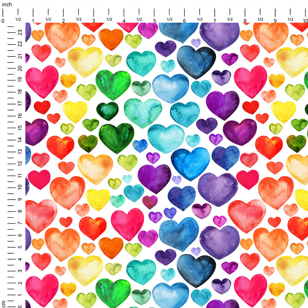 Rainbow Hearts Fabric