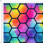 Rainbow Hex Navy Fabric
