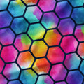 Rainbow Hex Navy Fabric