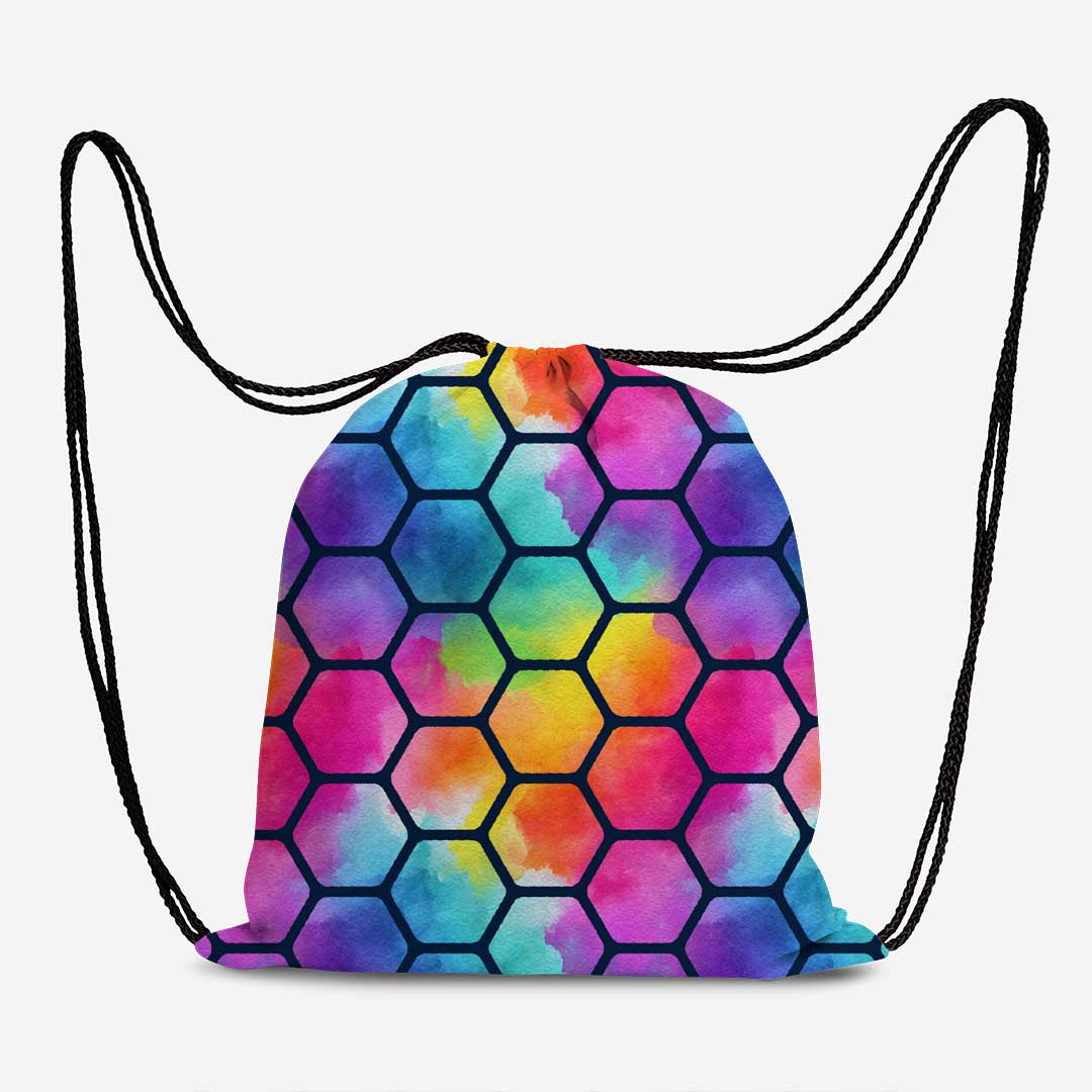 Rainbow Hex Navy Fabric