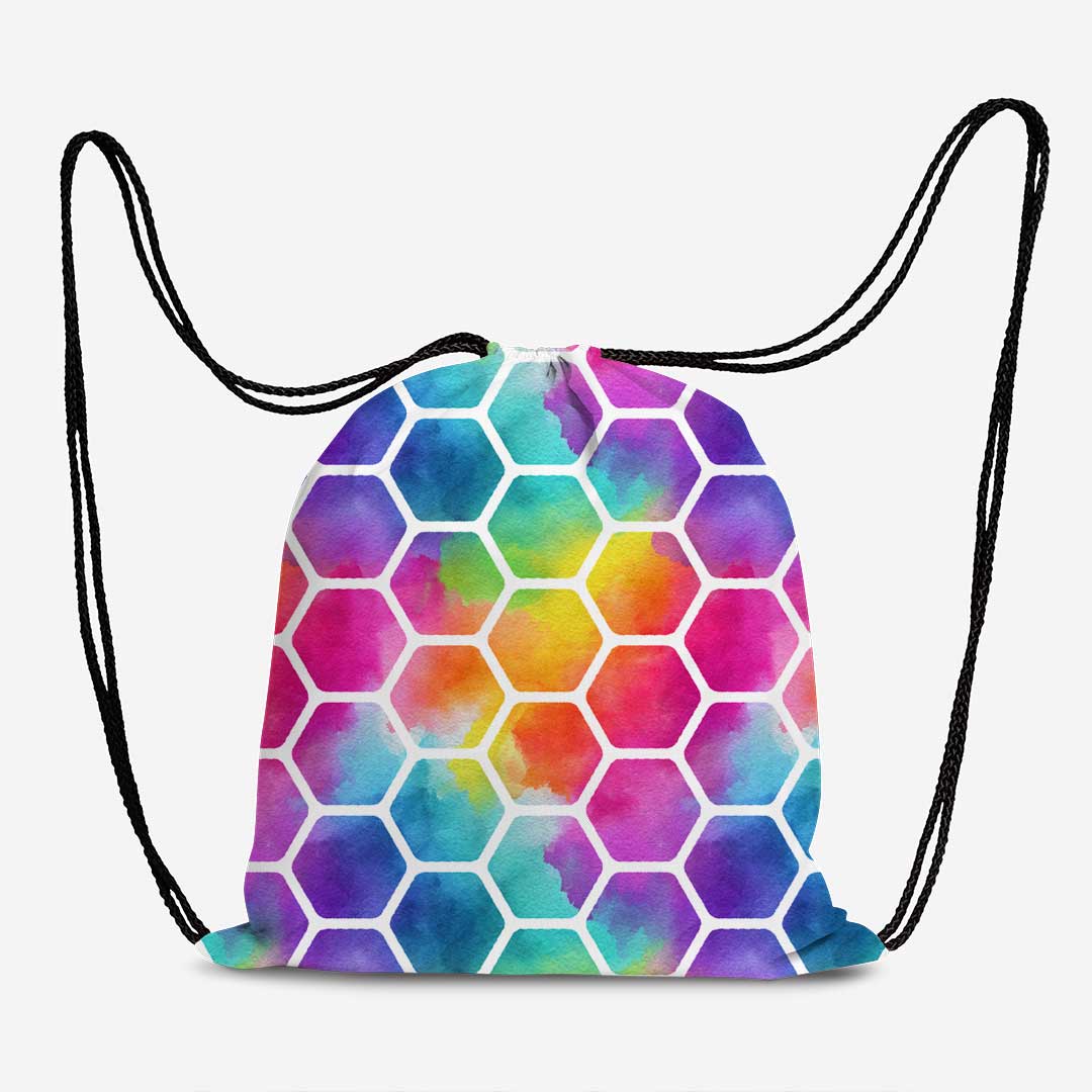 Rainbow Hex White Fabric