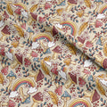 Rainbow Mushroom Beige Fabric