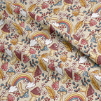 Rainbow Mushroom Beige Fabric