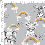 Rainbow Safari Babies Grey Fabric