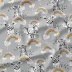 Rainbow Safari Babies Grey Fabric