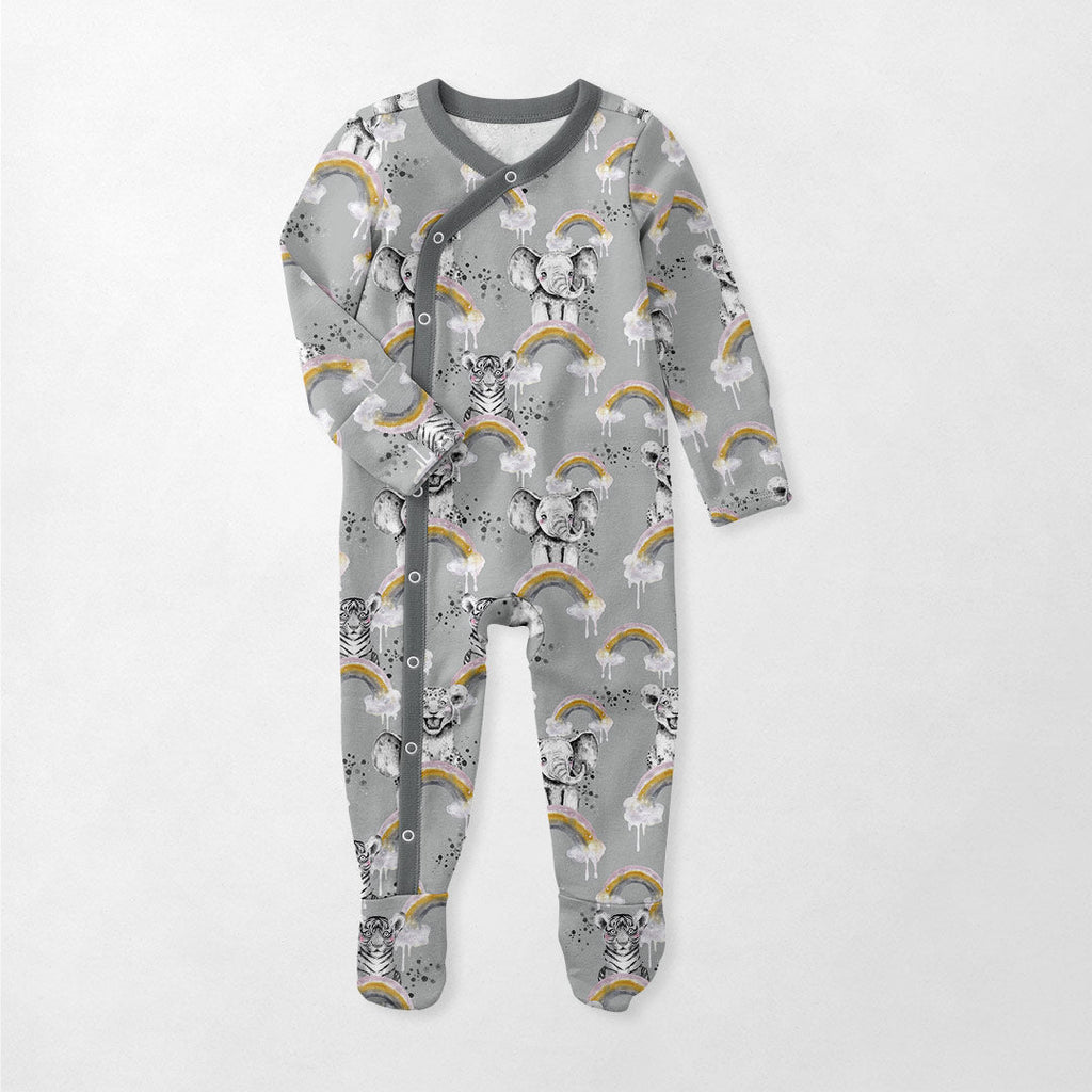 Rainbow Safari Babies Grey Fabric