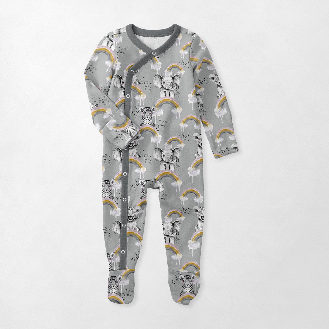 Rainbow Safari Babies Grey Fabric