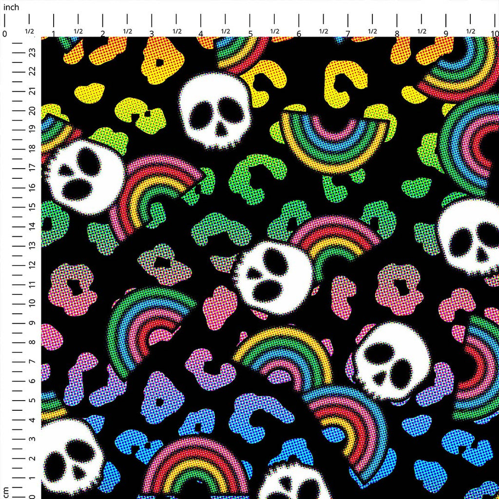 Rainbow Skulls Fabric