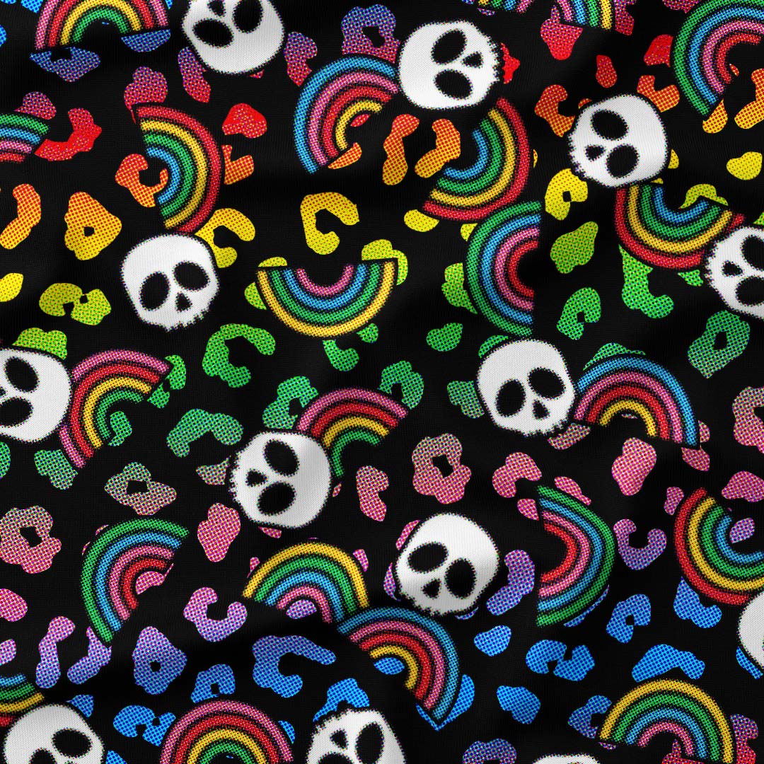 Rainbow Skulls Fabric