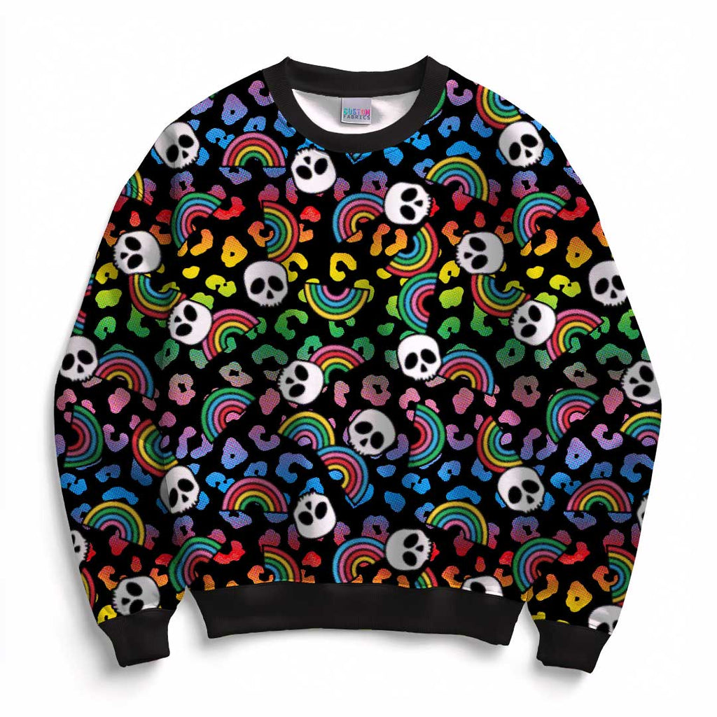 Rainbow Skulls Fabric