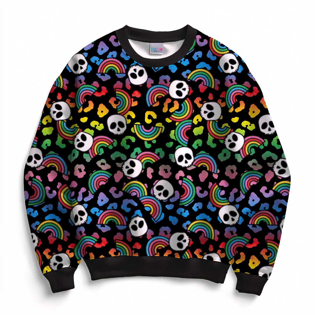 Rainbow Skulls Fabric