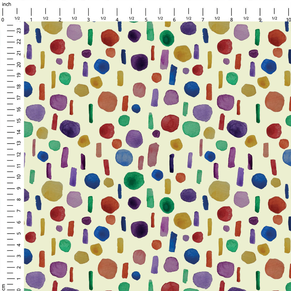 Rainbow Spots and Dashes Fabric