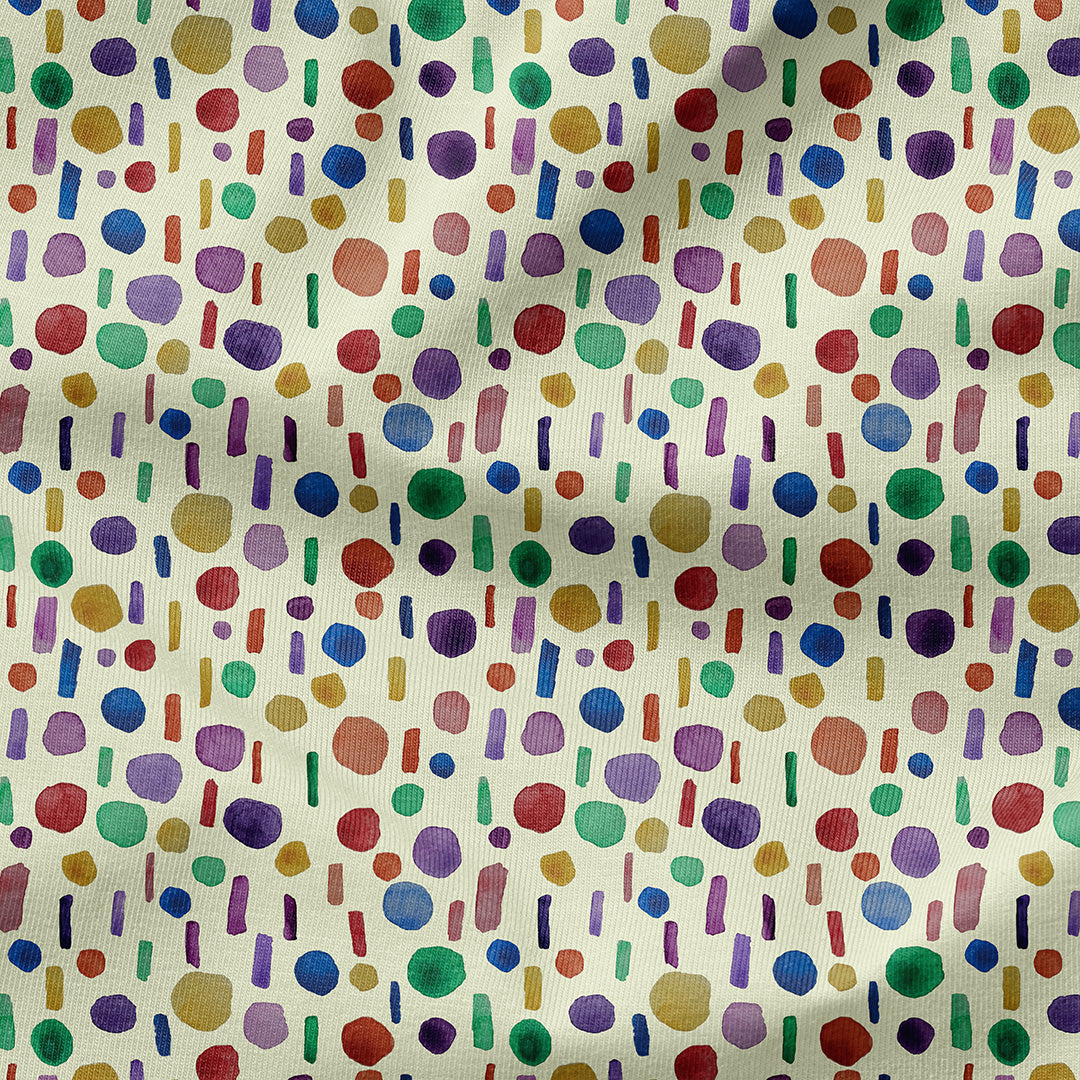 Rainbow Spots and Dashes Fabric