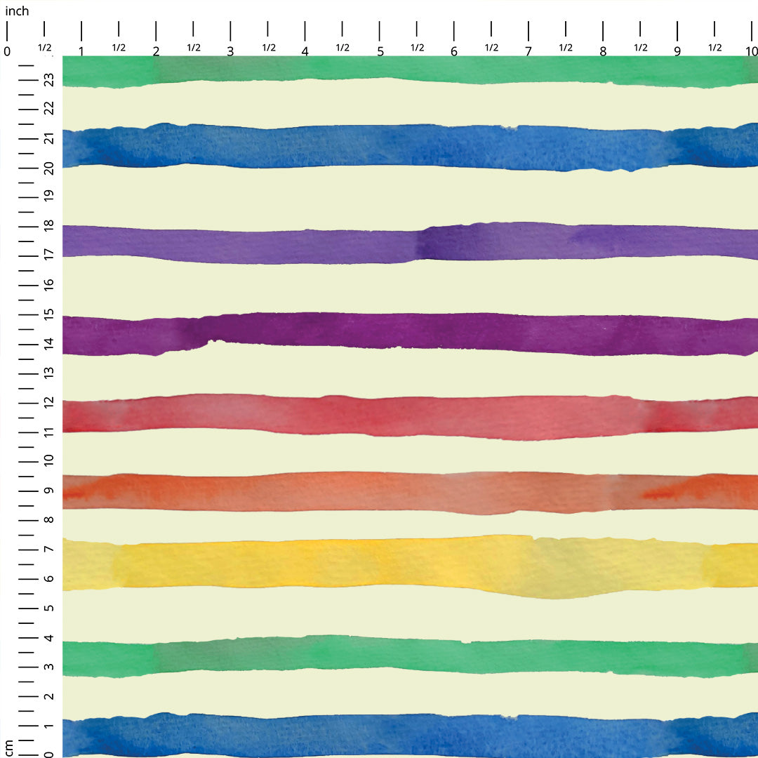 Watercolour Rainbow Stripes Fabric