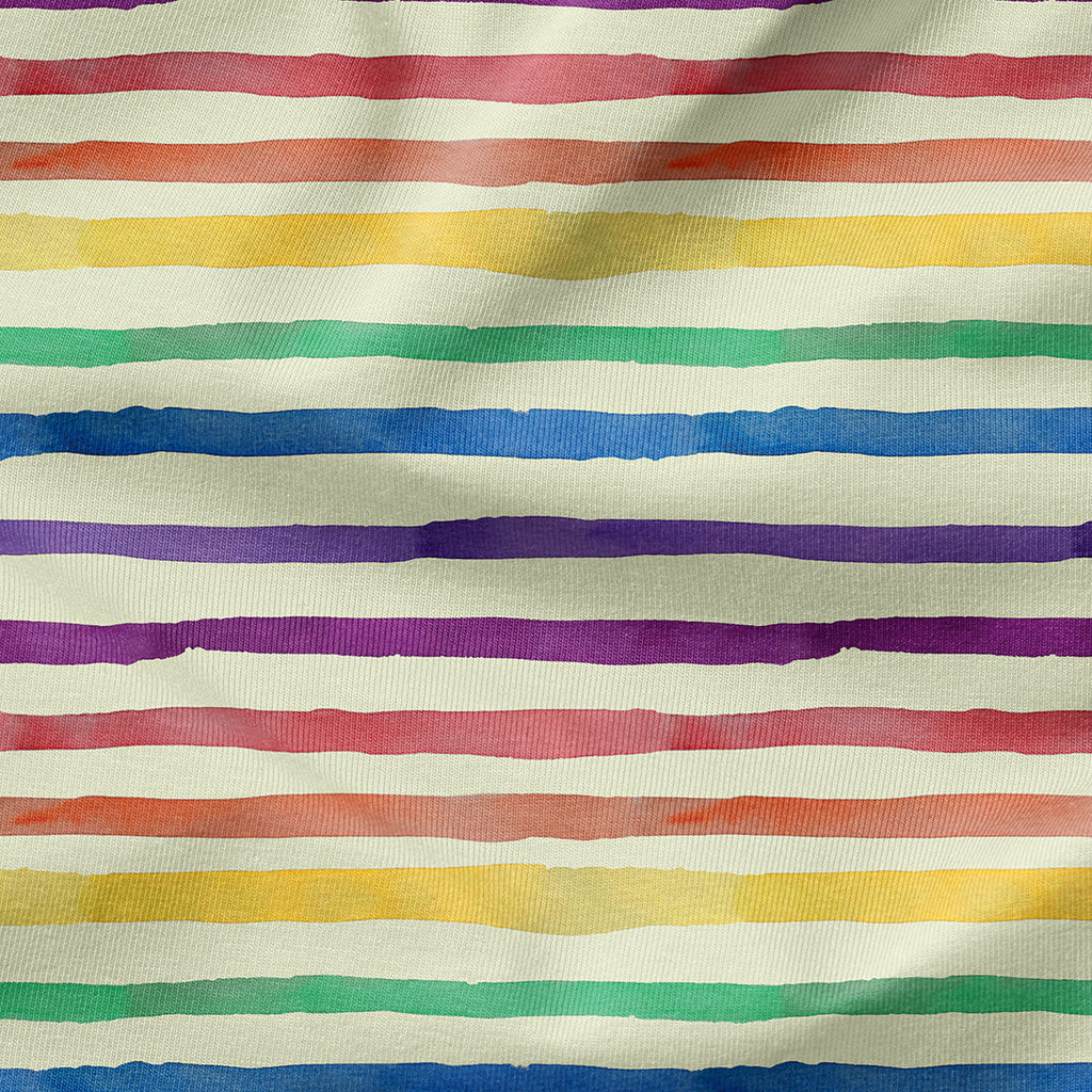 Watercolour Rainbow Stripes Fabric