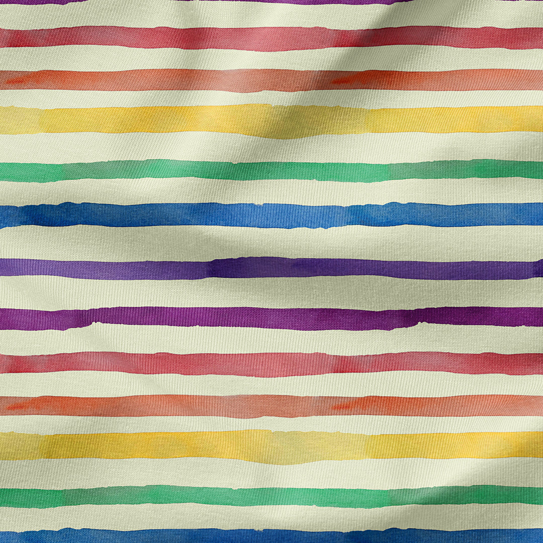 Watercolour Rainbow Stripes Fabric