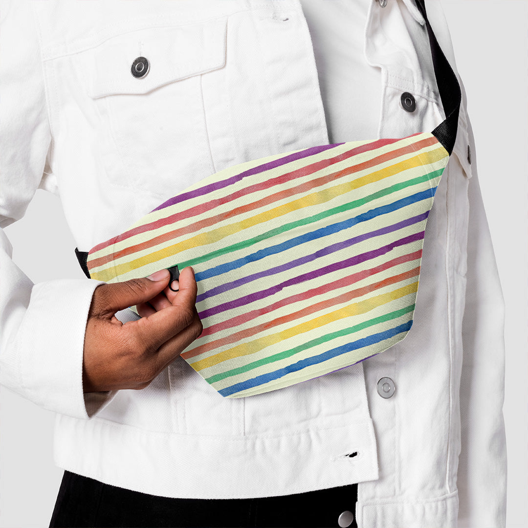 Watercolour Rainbow Stripes Fabric