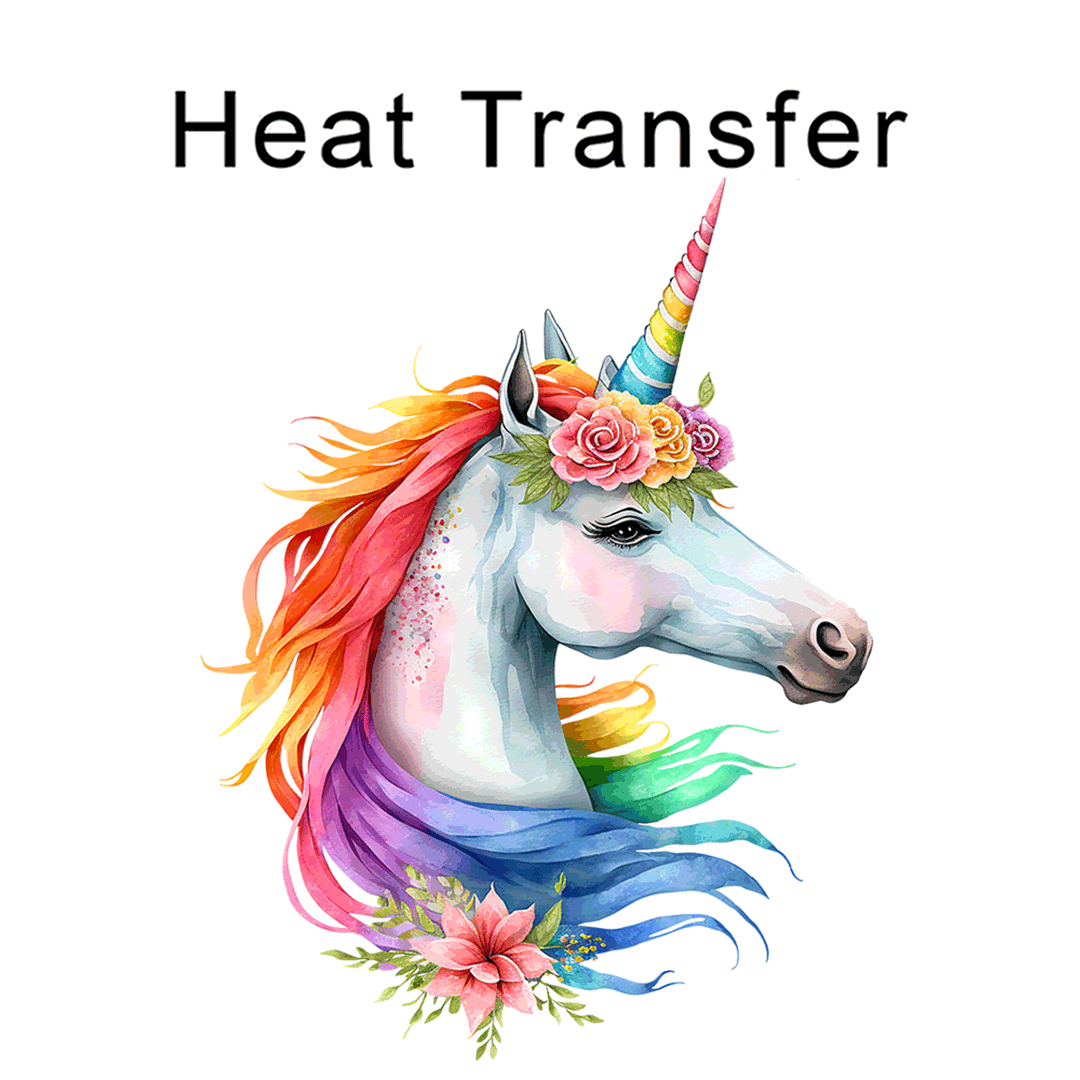 Rainbow Unicorn Iron on Fabric Heat Transfer DTF-118