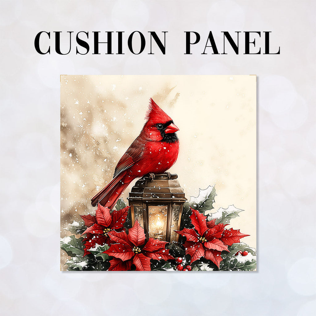 CUSHION Panel Red Cardinal Lantern CP-808