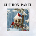 CUSHION Panel Red Cardinals Birdhouse CP-809