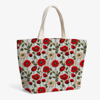 Red Poppies On Cream Fabric